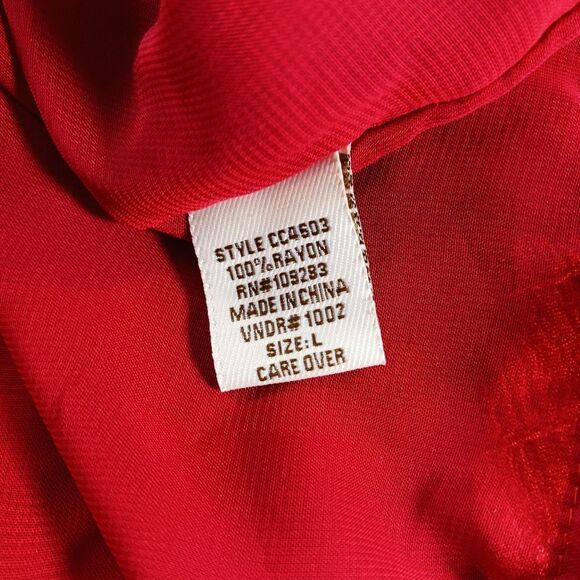 Rayon Red/Rust Colored Boho Lined Tunic V-tie Neck, Long Bell Sleeve Woman's L.. - Picture 5 of 16